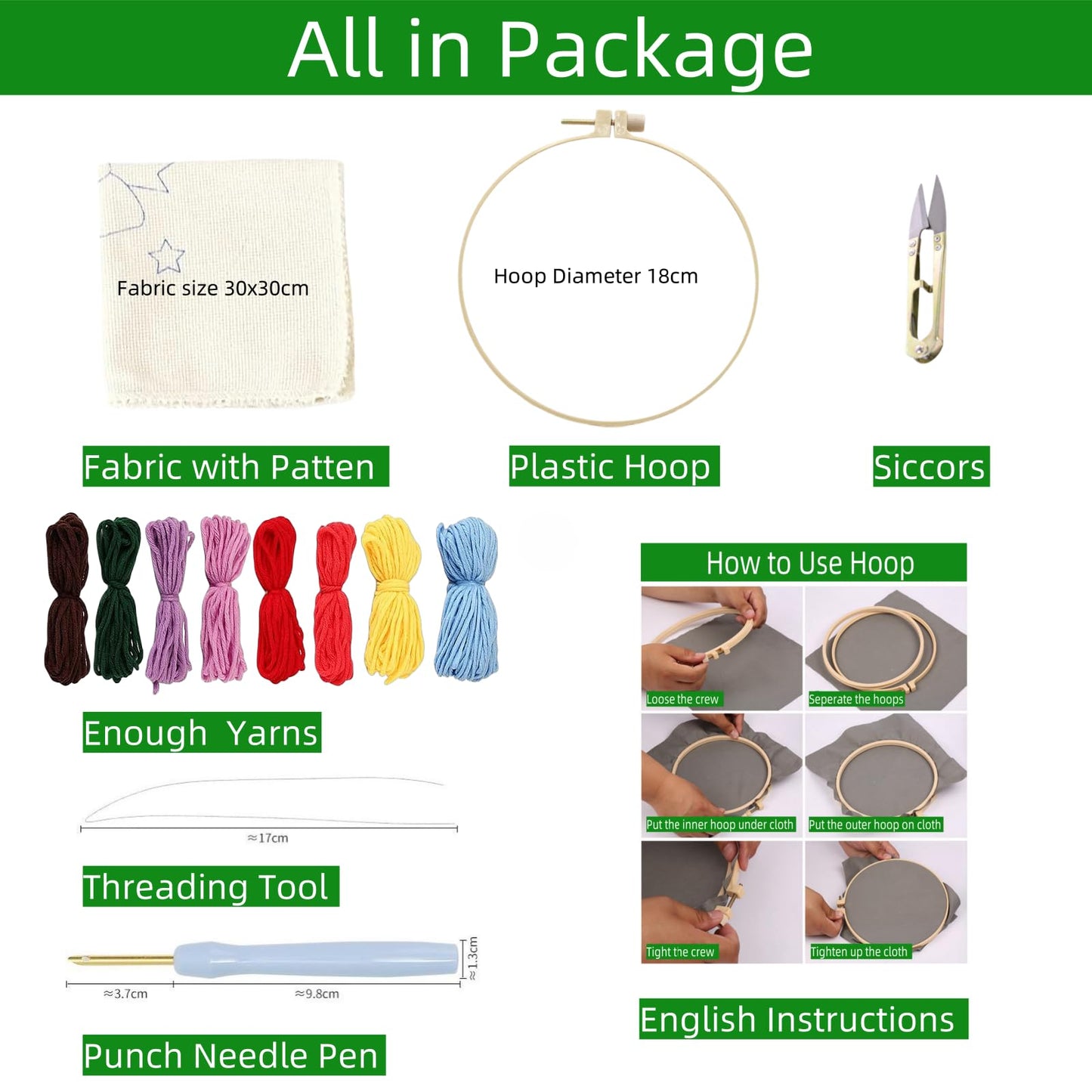 DIY Punch Needle Kits for Beginners Cartoon Grey Elephant Sunset with Hoop Embroidery Punch Needle Starter Craft Set Easy for Adults and Children Festival Gift and Decoration 20x20cm-8