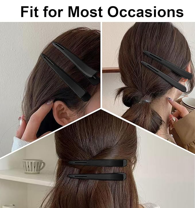Specific Hair Clips For Styling,6pcs No Crease Duck Billed Clips for Styling, Blow Drying and Makeup | Salon Quality Hair Accessories - 6pcs (3 white +3 black)