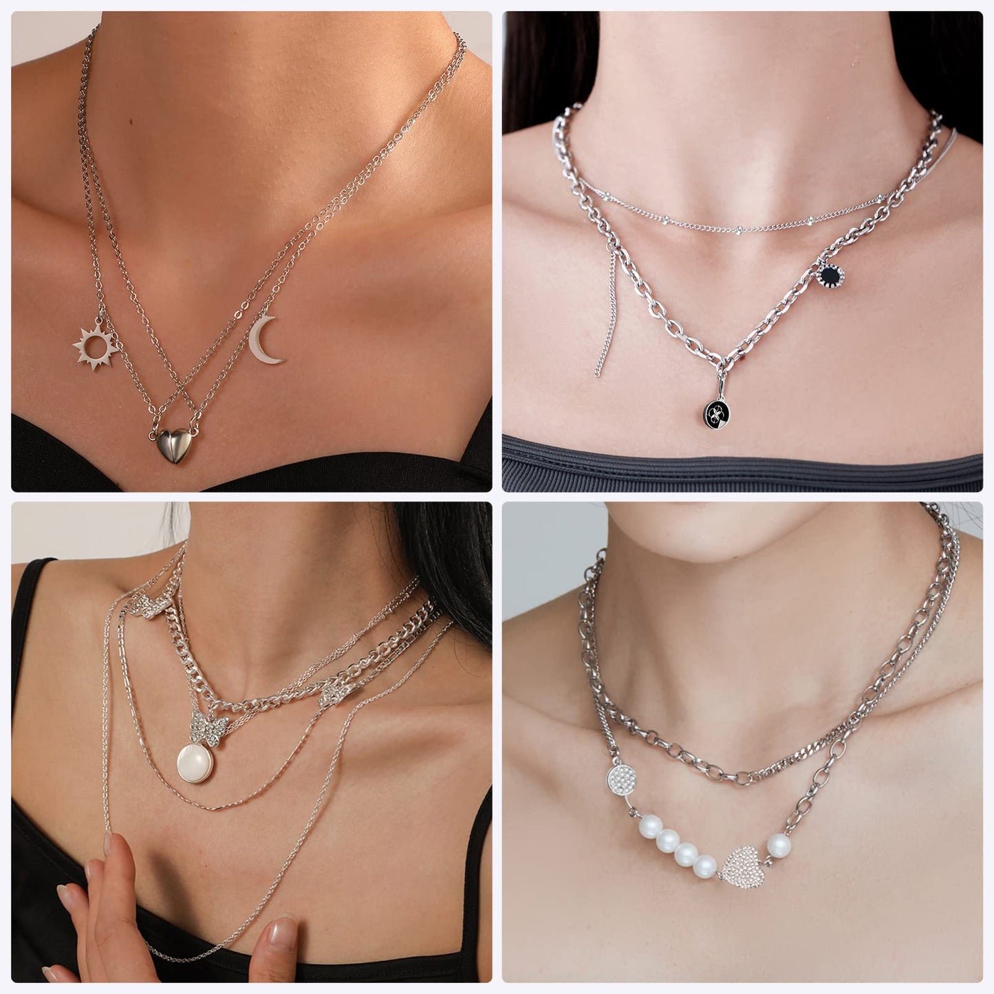 Ecoofor Necklace Chains for Jewelry Making, 78.7 Feet 10 Rolls Stainless Steel Jewelry Chains for DIY Necklace Bracelet Jewelry Making with Stainless Steel Jump Rings/Lobster Clasps/Connectors
