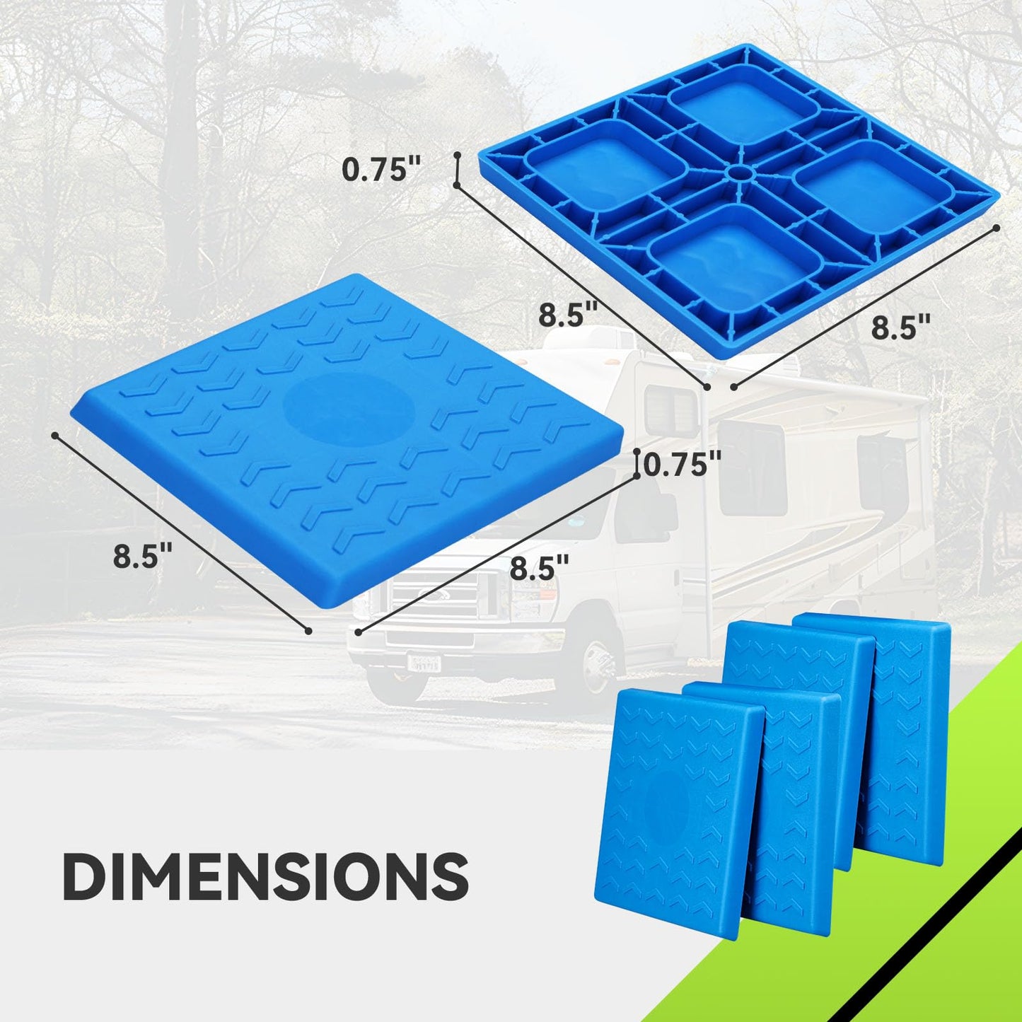 RVMATE RV Leveling Block Top Cover, 4 Pack RV Jack Pad, Interlocking Leveling Block Cap for Camper, Travel Trailer