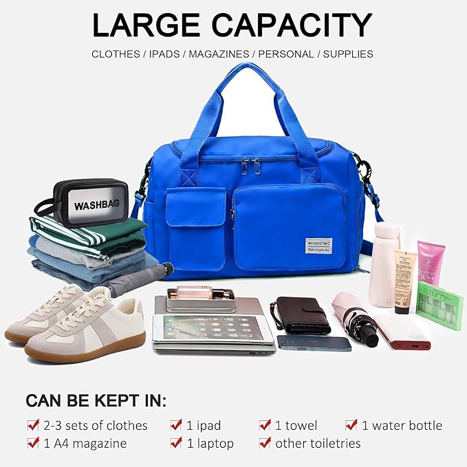 Small Gym Bag for Women, Travel Duffle Bag Carry On Weekender Bag with Shoe Compartment
