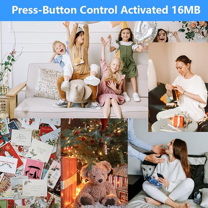 XLW Sound Module, 16MB Push Button Activated Sound Module with Speaker,Type-C Cable Charging, 16Min Easy Sound Recording Chip for Personalized Greetings, DIY Projects, Holiday Crafts ect.(Blue-10Pack)