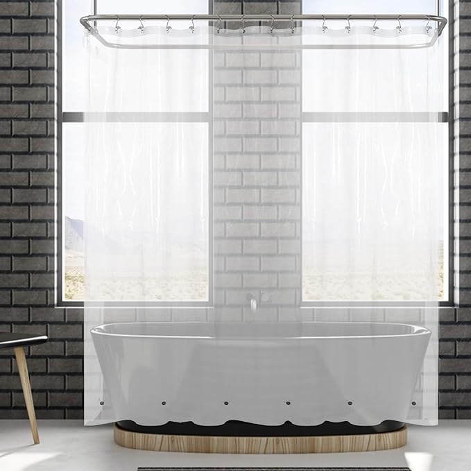 Barossa Design Extra Wide Shower Curtain Liner 108" x 72" with 8 Magnets - Waterproof PEVA Around Shower Liner for Bathroom, PVC Free, Metal Grommets - Clear, 108X72
