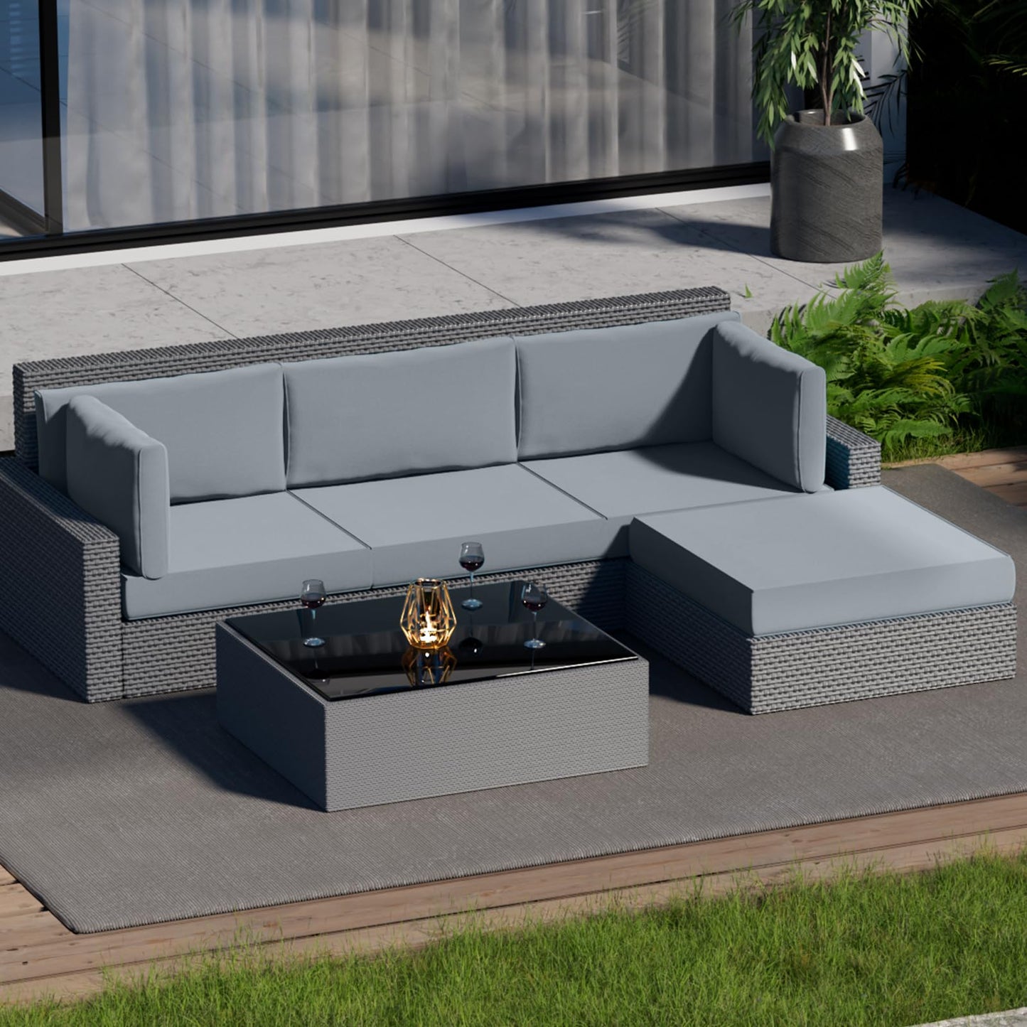 Cethytirko 9 Piece Outdoor Patio Waterproof Cushion Covers, Fits 4-Seat Wicker Rattan Sectional Couch Chair Furniture Cover Replacement Set - Fade-Resistant Patio Cushion Covers with Zipper