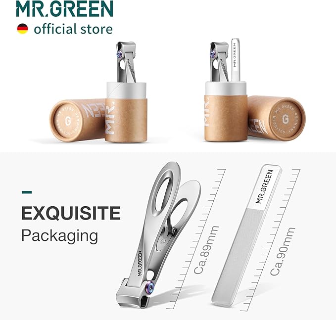 MR.GREEN Nail Clippers Wide Jaw Opening Stainless Steel Fingernail Clipper Thick Hard Toenail Cutter Manicure Scissors Tools (Nail Clipper (Large)+Nail File)