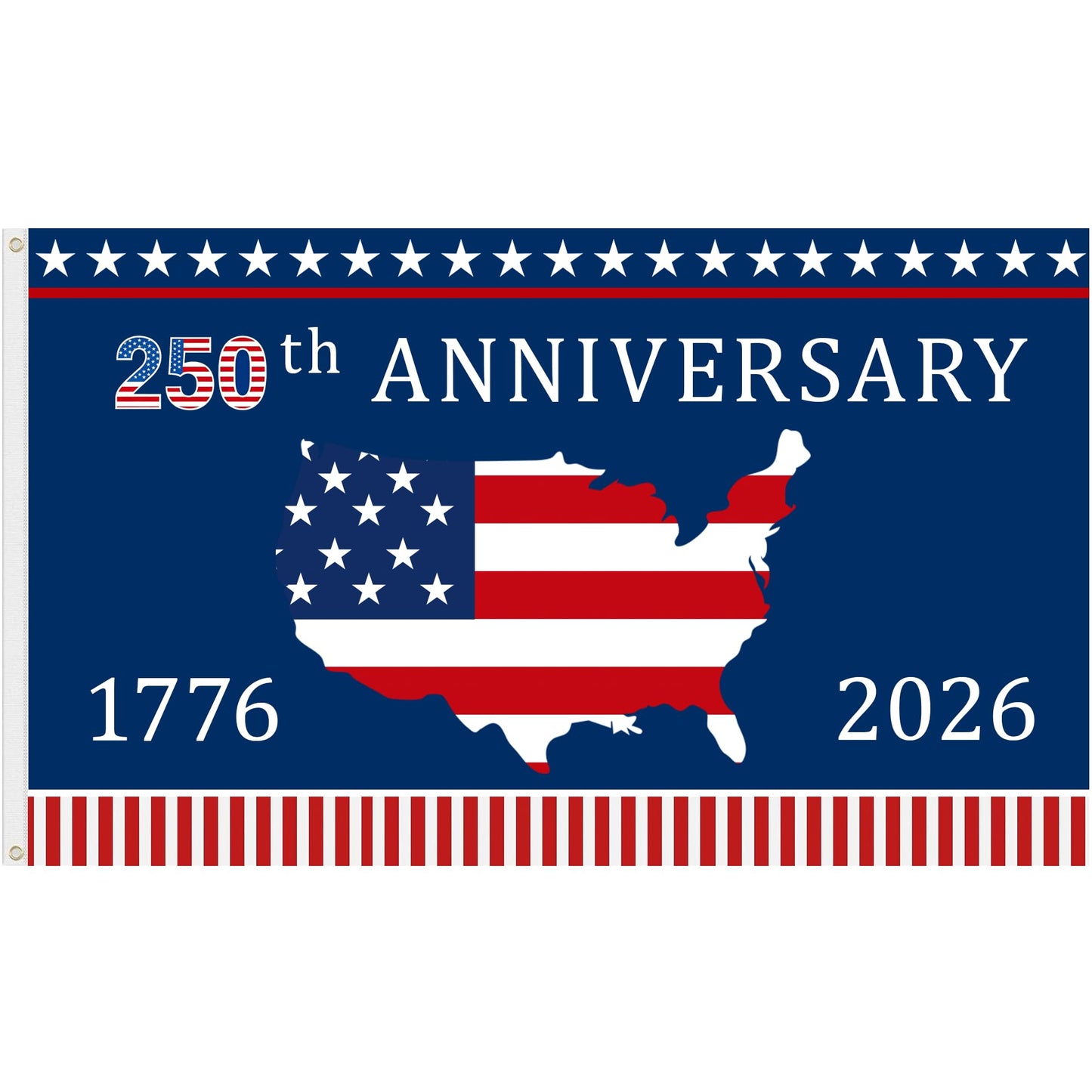 250 Year American Anniversary Flag, 3x5 Ft Double Sided American Flag, 1776-2026 250 Years Outdoor Anniversary Banner Decorations with 2 Brass Grommets (A3)