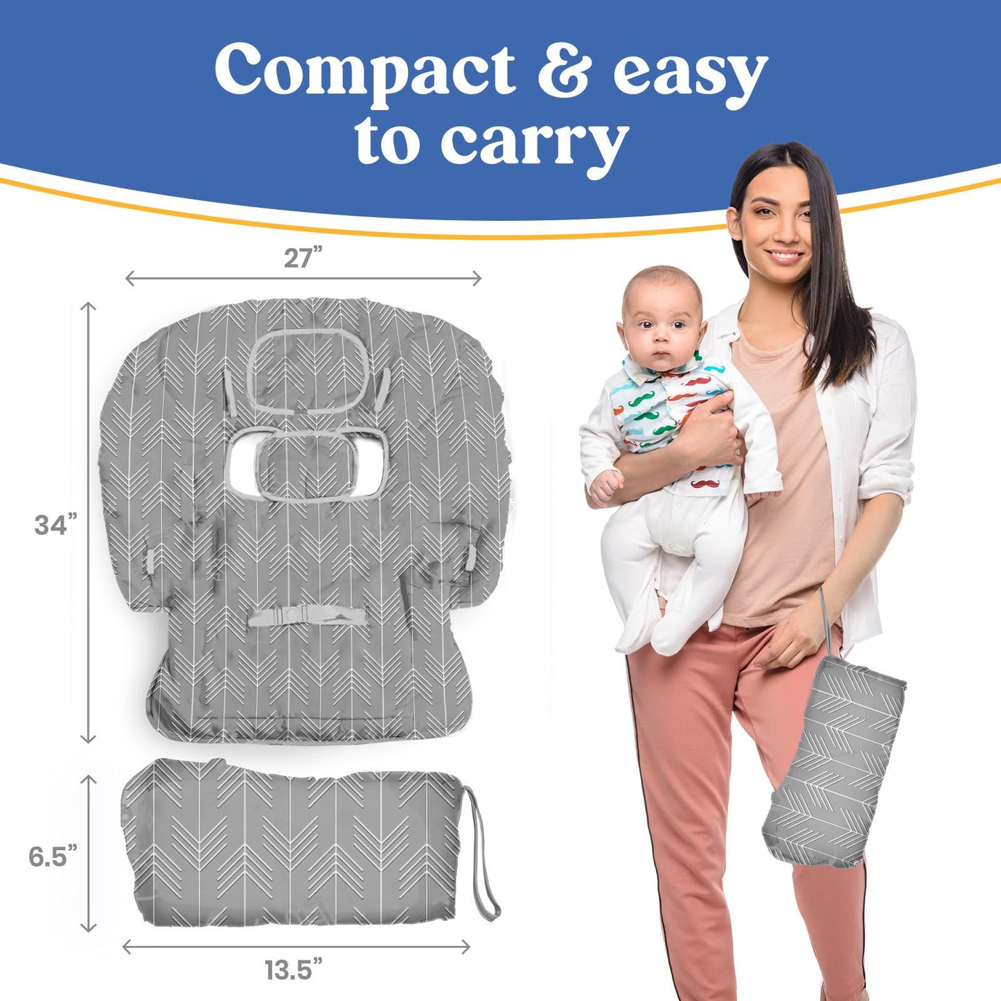PILLANI Shopping Cart Cover for Baby, High Chair Cover for Restaurant Seat - Grocery Cart Cover for Baby Girl and Boy, Comfortable Cotton Buggy Covers for Babies - Padded Toddler Shopping Cart Cover