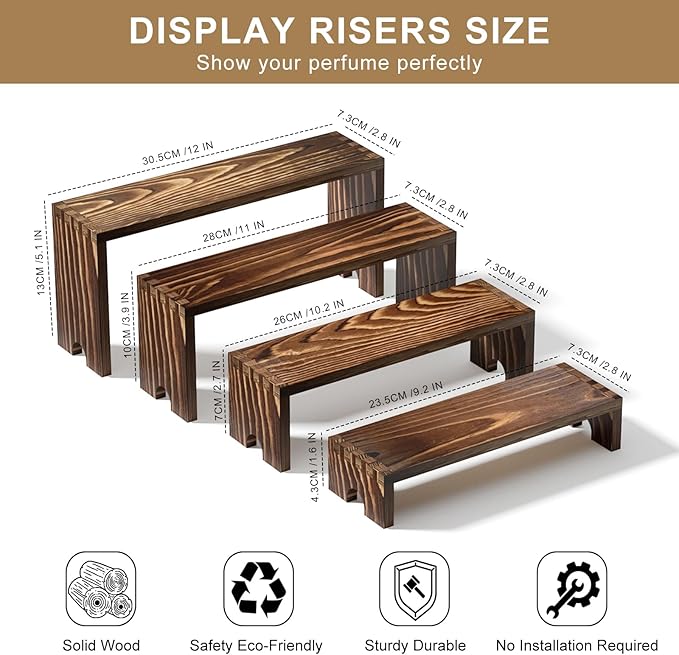 4 Set Wooden Tiered Risers Display Stands for Vendor Events,Stackable Wood Cupcake Display Stand,Farmhouse Decor Wood Dessert Table Display Set,Vendor Booth Display Items,Food Display Risers for Party