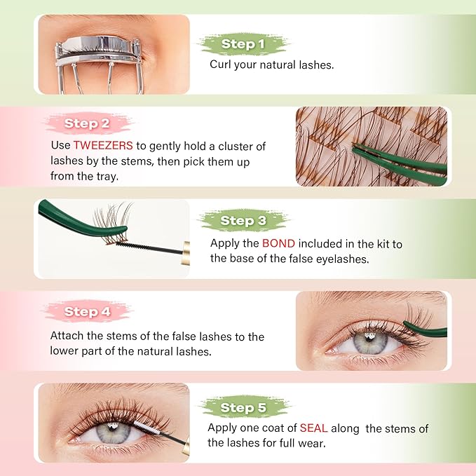 KEYYOU Venus Brown Lash Clusters Fairy Eyelash Extension C Curl 120Pcs Eyelash Extension Wispy Natural Invisible Band Lash with Waterproof DIY Lash Extension at Home(Venus Brown-C-8-16MIX)