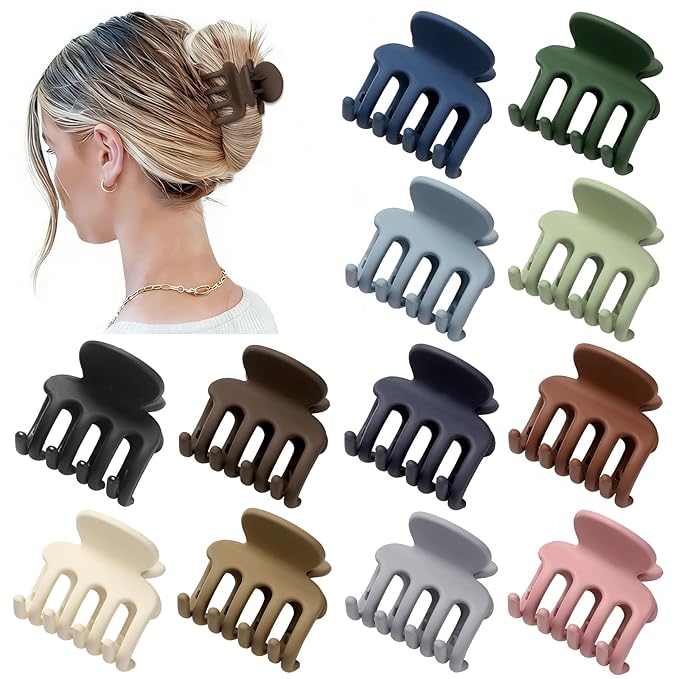 12Pcs Hair Clips for Women 1.8 Inch Small Claw Clips for Thin Hair Medium Hair Claw Clips for Thick Hair Accessories for Women Girls (Regular)