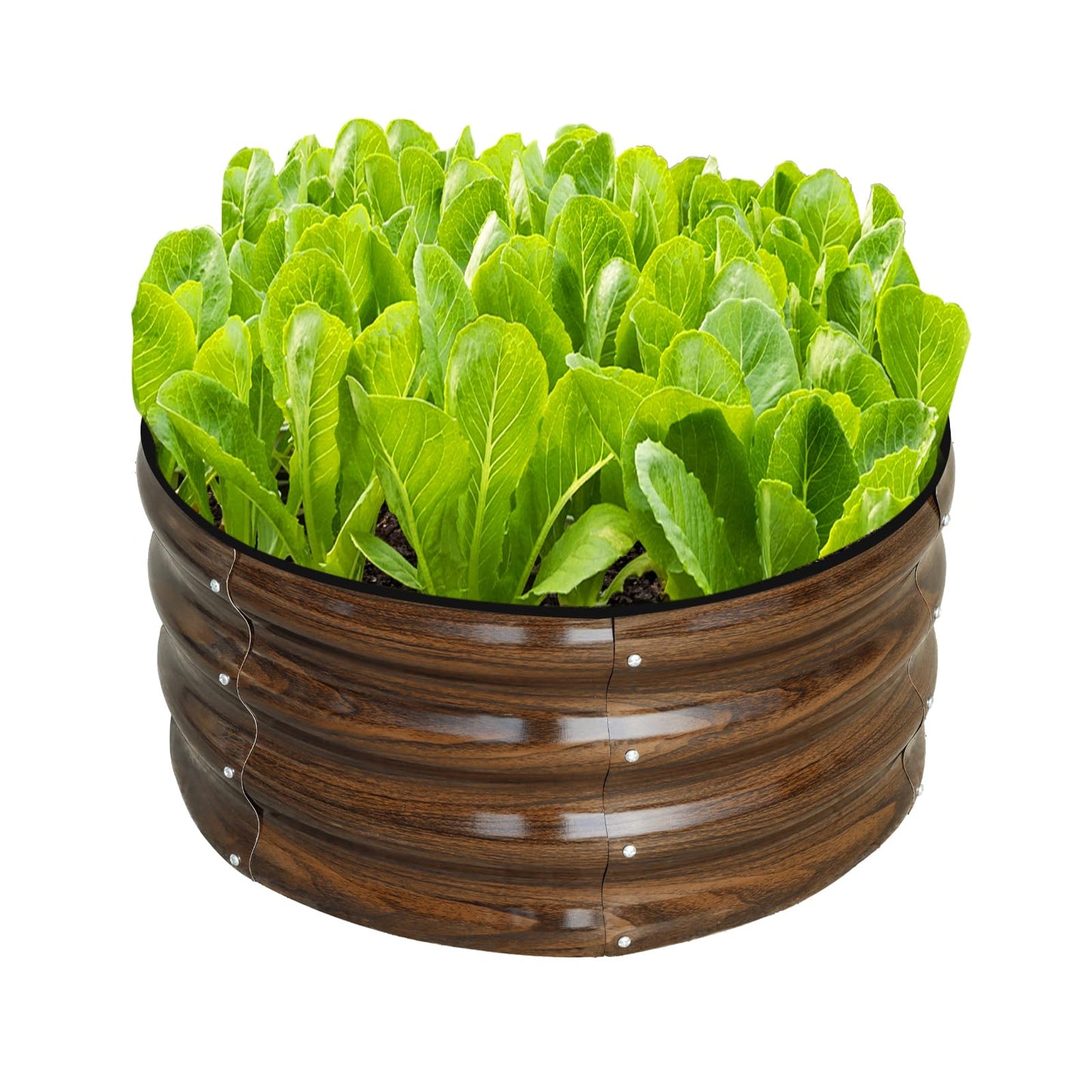 SnugNiture 2x2x1ft Round Galvanized Raised Garden Bed Kit Outdoor, Metal Planter Box for Planting Plants Vegetables, Brown