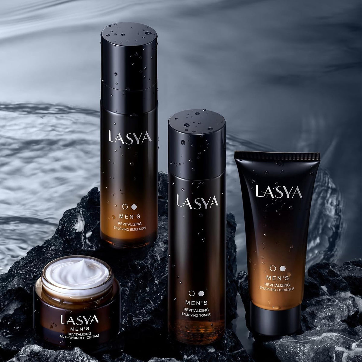 Anti Aging Skin Care Set for Men,Reduce Wrinkles & Hydrate Mens Skin Care Kit Cleanser,Toner,Lotion,Face Cream,Complete Skincare Process for Men Unique Skin Care Sets & Kits(4-Pcs)