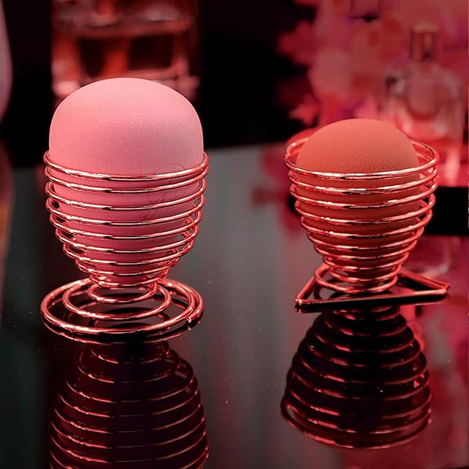 2Pack Makeup Sponge Drying Stand, Beauty Sponge Blender Holder(Rose Gold)