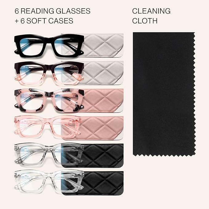 CCVOO 1.0 Oprah Style Reading Glasses for Women, Stylish Eyeglasses, Blue Light Readers for Women, Cheaters, (A1 Mix)