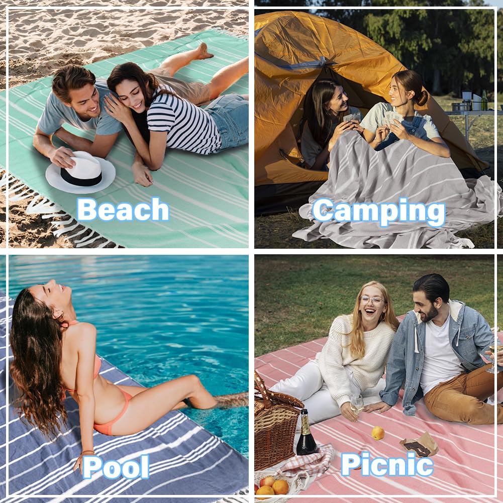 Giant Turkish Beach Towel Blanket 85x75 Cotton XXL Extra Large Oversided Bath Pool Blankets XL Huge Bed Sand Free Throw Towels Picnic Outdoor Big Quilt Necessities Cloud Gifts for Adult Beige