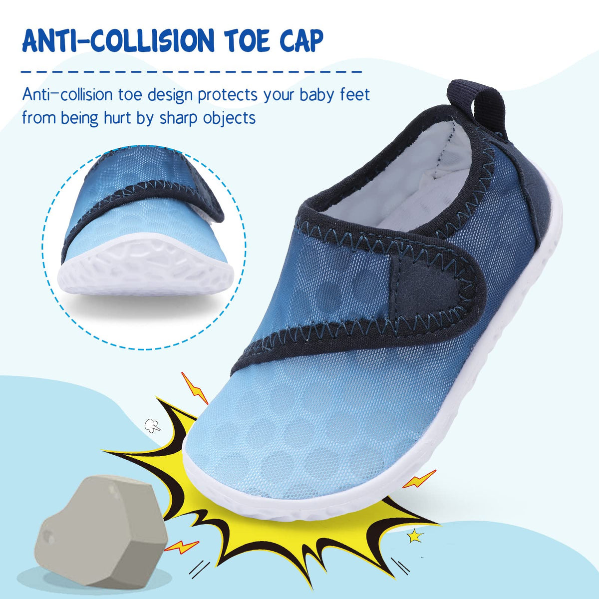 LeIsfIt Kids Water Shoes Toddler Girls Boys Swim Shoes Outdoor Quick-Dry Breathable Aqua Socks for Beach Pool Surf, Gradient Blue, 13 Little Kid