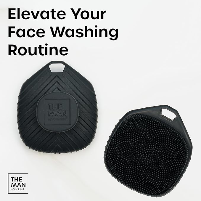 The Man Silicone Face Scrubber for Men - Gentle Exfoliator Face Massager - Removes Dead & Dry Skin - Facial Cleansing Brush