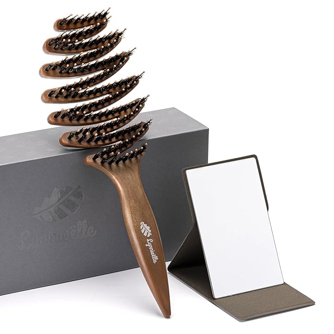 Boar Bristle Hair Brush for Fine Hair - Ultimate Smoothing Vented Detangler Wet Brush for Women, Gentle Scalp Massage, A Great Gift