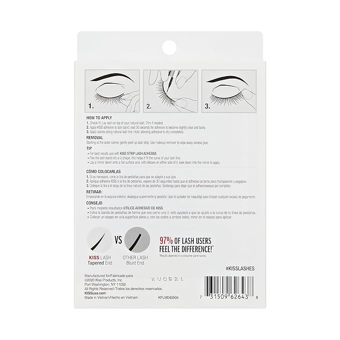 KISS Looks So Natural False Eyelashes Multipack, Lightweight & Comfortable, Tapered End Technology, Reusable, Cruelty-Free, Contact Lens Friendly, Style 'Flirty', 5 Pairs Fake Eyelashes