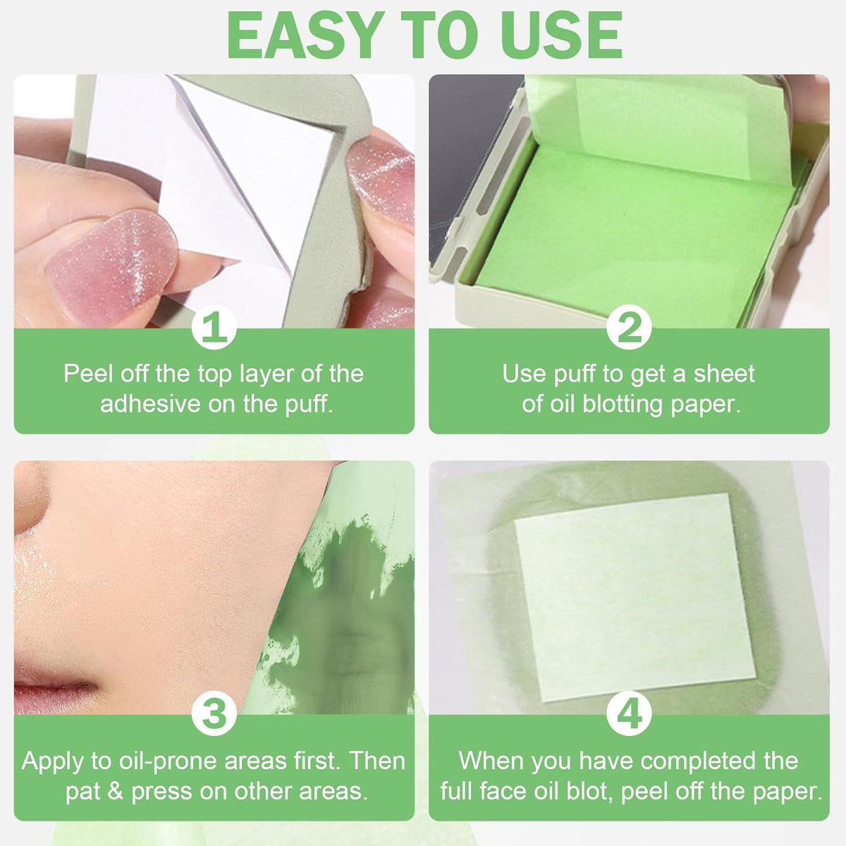 Oil Blotting Sheets for Face Blotting Paper for Oily Skin,Oil Control Film,Face Oil Absorbing Sheets with Makeup Puff and Portable Mirror Case (200 Sheets)