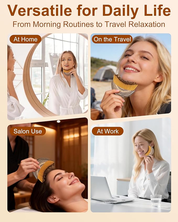 2Pcs Lymphatic Contour Face Brush,Lymphatic Drainage Massager with Super Soft Bristles,Face Sculpting Brush to Reduce Puffiness & Define Jawline,Dry Brush with Hypoallergenic Ergonomic