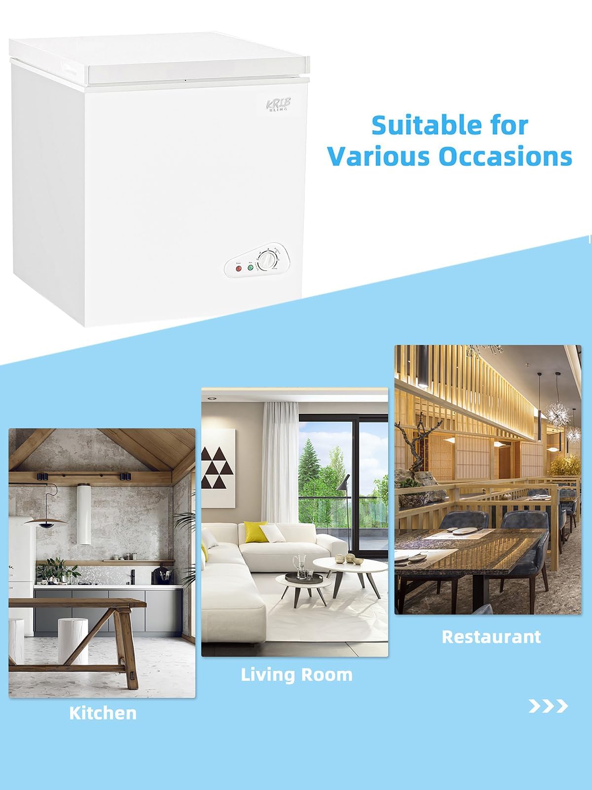 Chest Freezer 5.0 cu.ft Mini Adjustable 7 Thermostat Compact Deep Freezer Top Door Low Noise with Removable Basket Black