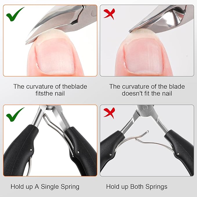 Toe Nail Clippers for Men, Toenail Clippers for Thick Nails for Seniors, German Ultra Sharp Stainless Steel Fingernail Clipper with Catcher, Heavy Duty Ingrown Nail Cutter Long Handle with Wide Jaw