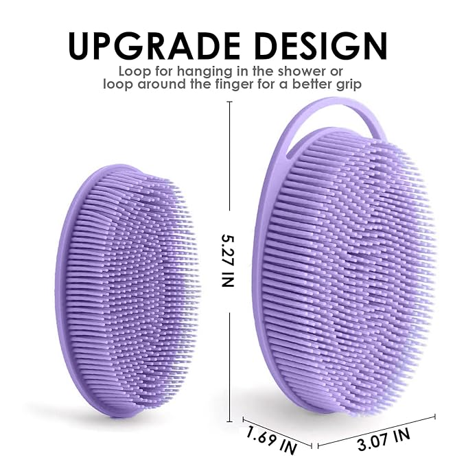 Silicone Body Scrubber â Silicone Loofah for Shower, Set of 2 Soft Dual-Sided Exfoliating Body Bath Shower Scrubber Loofah Brush Easy-to-Clean for Sensitive Kids Women Men All Kinds of Skin