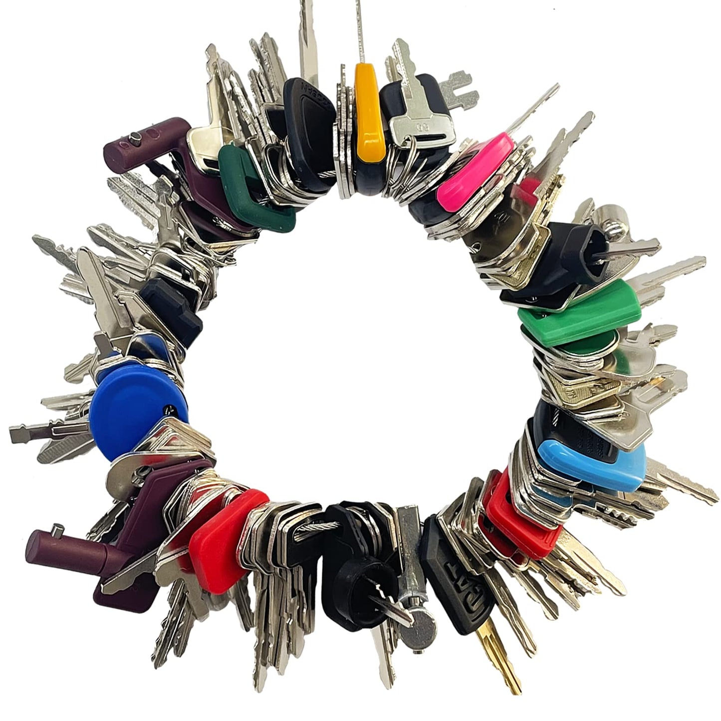 100 Non-Repeating Full Range Master Equipment Key Set, Original Heavy Construction Excavator Dumper Dozer Ignition Key for CAT Kubota John Deere JCB Yanmar Takeuchi Komatsu Volvo Toyota and More