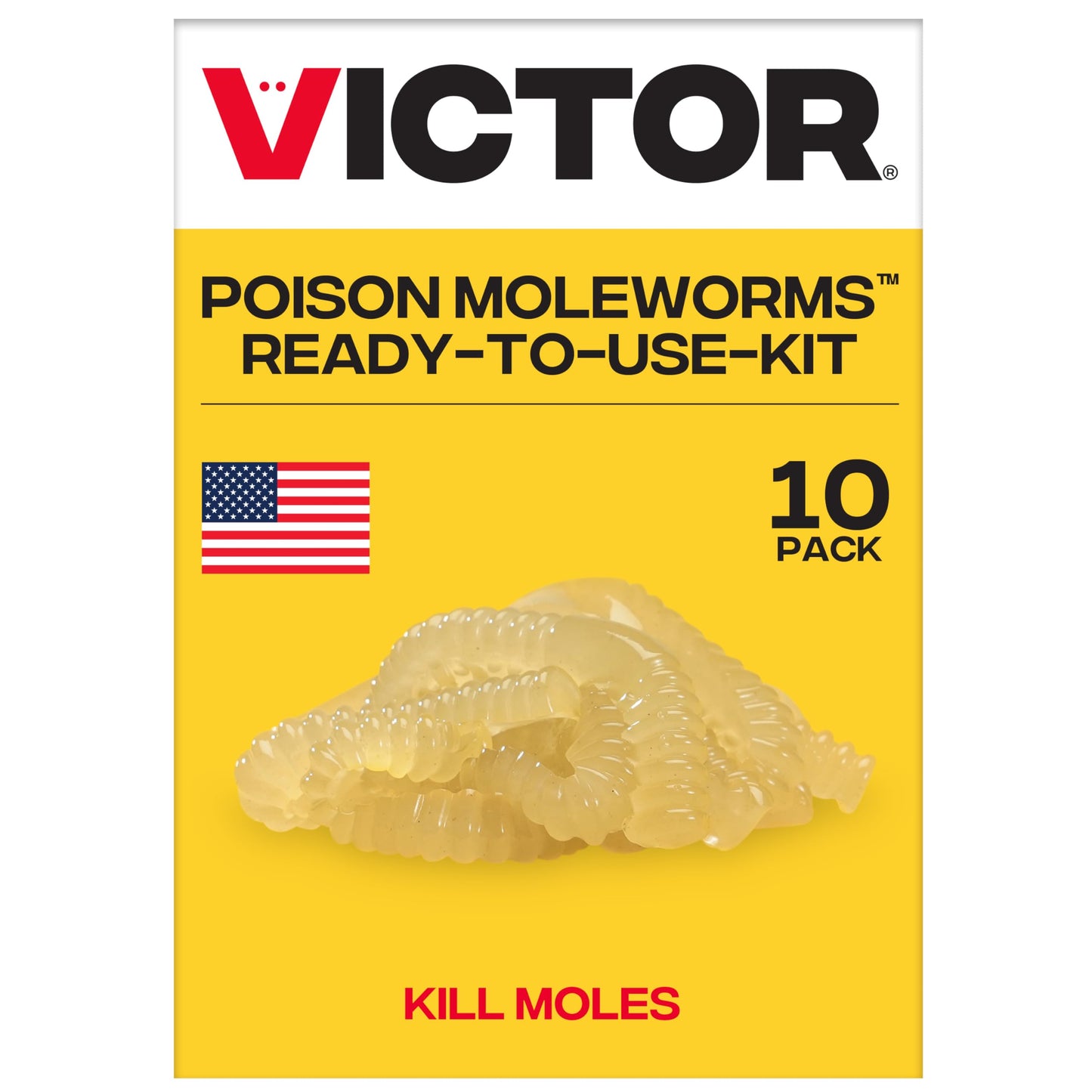 Victor Poison Moleworms - M6009 - 10 Worms, 5 Tunnel Locator Flags - Kills Moles Outdoors