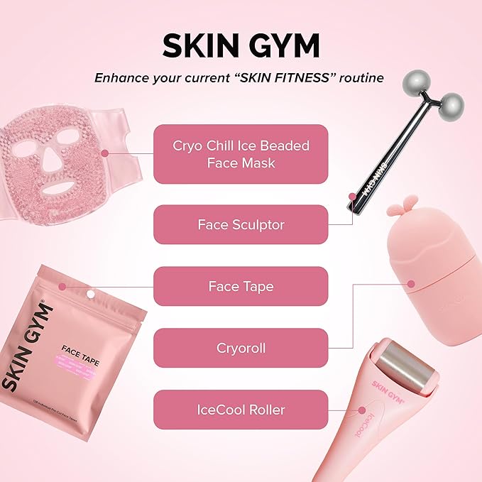 Skin Gym Ice Roller for Face, Depuffing & Cooling Tool, Minimizes Pores & Soothes Skin, Cold Therapy for Glowing Complexion