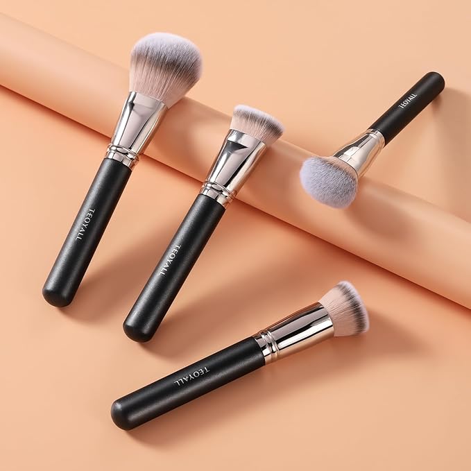 TEOYALL Setting Powder Brush, Ultra Plush Fluffy Synthetic Bristles Makeup Buffing Brush for All-Over Powder Application with Powder Bronzer Foundation