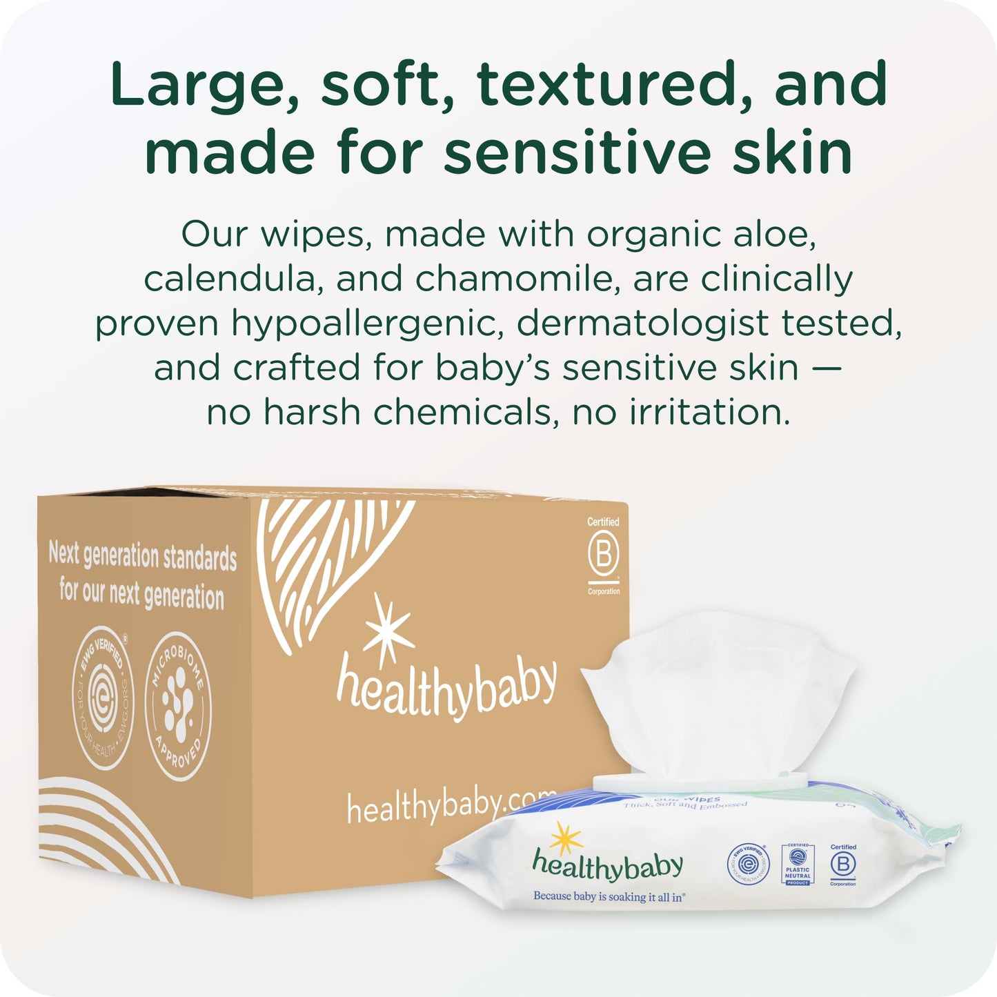HealthyBaby Our Wet Wipes | EWG Verified Safe | 100% Water & Plant Based | Unscented & Safe for Sensitive Skin | Fragrance Free and Totally Chlorine Free (8 packs, 512 wipes)