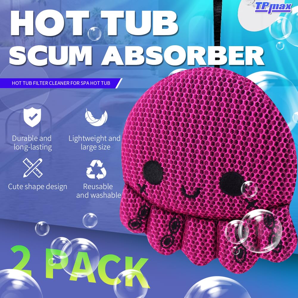 TPmax Reusable Hot Tub Scum Absorber and Oil Absorbing Sponge Twin Pack, Must Have hot tub Accessories for Spa and Pool Cleaner - Hot Tub Sponge - Pool Scum Absorber