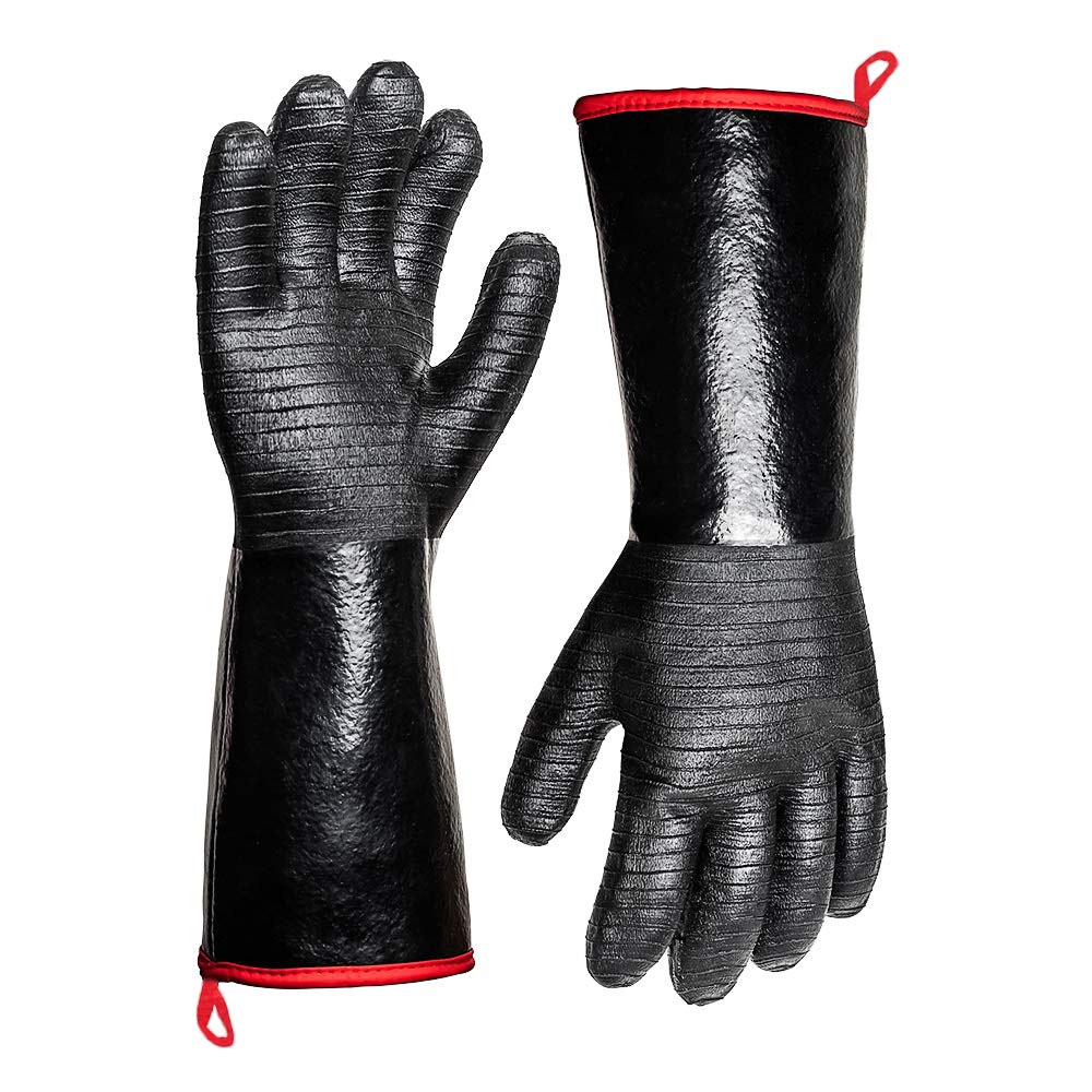 932°F Extreme Heat Resistant Gloves for Grill BBQ,Aillary Waterproof Long Sleeve Pit Grill Gloves for Fryer, Baking, Oven,Smoker,Fireproof, Oil Resistant Neoprene Coatingï¼14-Inch ï¼