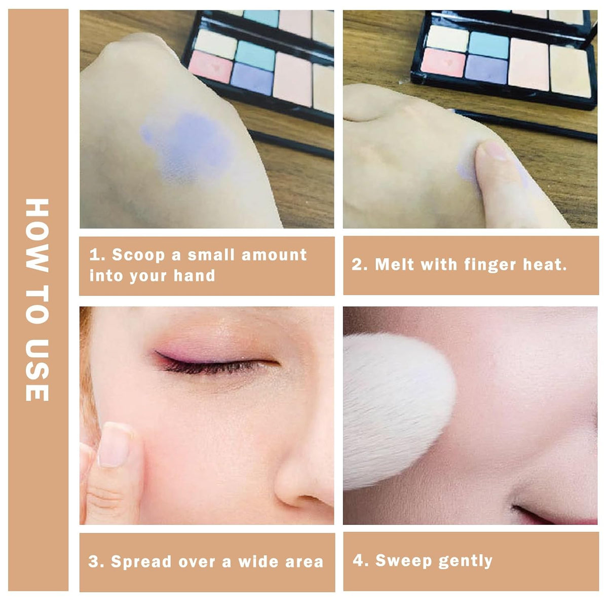 Color Corrector Palette Concealer Contour Palette Natural Brighten Long Lasting Highlighter Correcting Concealer Cream Foundation Palette For Flawless Skin Tone (Set B + Brush #270)