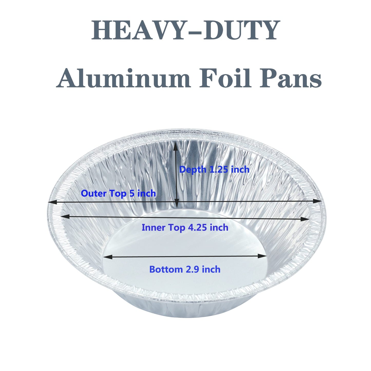 Waytiffer Pie Pans (100 Pack) 5 inch HEAVY-DUTY Disposable Aluminum Foil pie/tart Pans for Baking Personal Mini Pies, Foil Pie Tin for Bakeries, Cafes,Easily Stack & Store, Freeze & Reheat