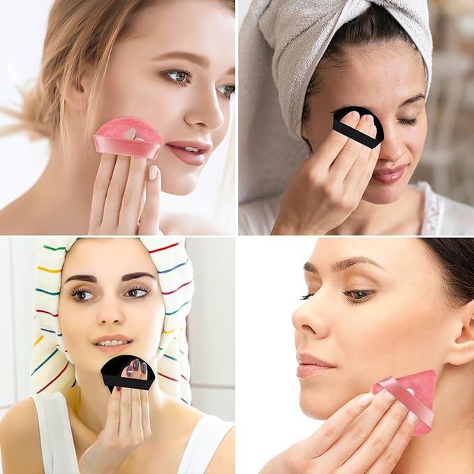 Pimoys 6 Pcs Powder Puff, Face Soft Triangle Makeup Puff Velet Makeup Sponge Valentines Day Gifts for Women Girls