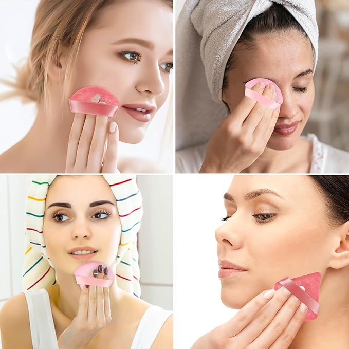 Pimoys 6 Pcs Powder Puff, Pink Gifts for Women Face Soft Triangle Makeup Puff Velet Makeup Sponge for Loose Powder (Pink)