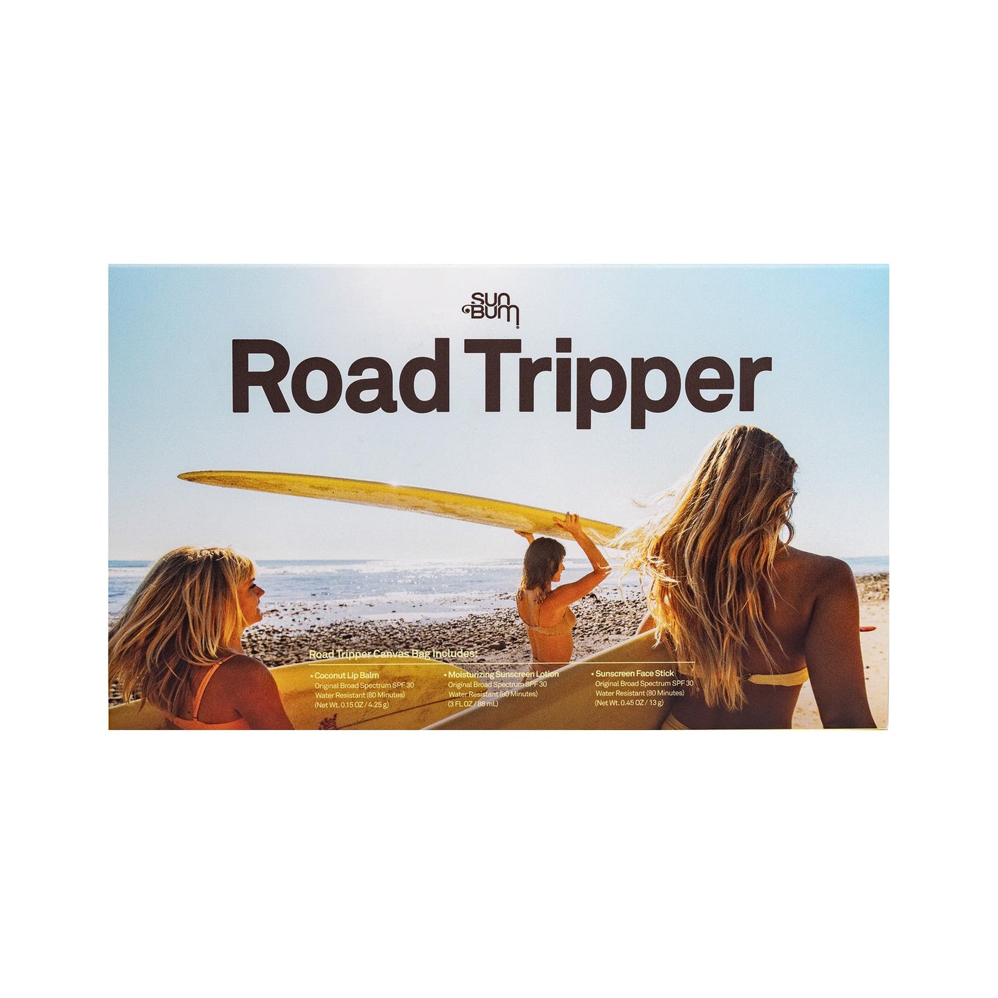 Sun Bum Road Tripper - Travel Sized Sun Care Pack with Sunscreen Lotion, Face Stick, and Lip Balm - SPF 30 Broad Spectrum UVA/UVB Protection - Hawaii 104 Act Compliant - TSA Friendly