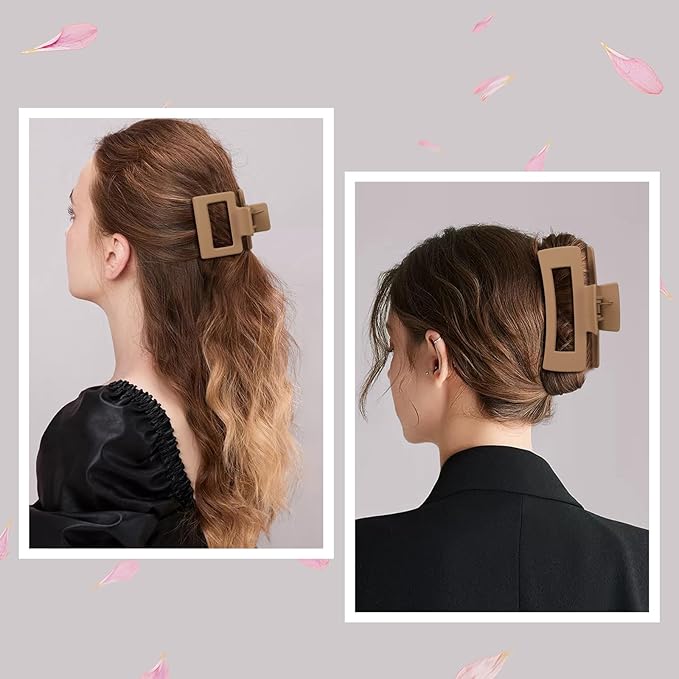 Square Hair Claw Clips,Big and Small Non-slip Square Matte Hair Claw Clips,12 Pcs
