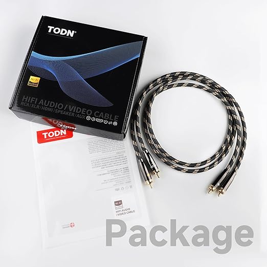 TODN HiFi RCA Cables Audiophile, Double Shielded RCA Cable Male to Male Stereo Audio Cable for Home Theater, Amps, Speakers, (6.5ft/2m, 1 Pair)