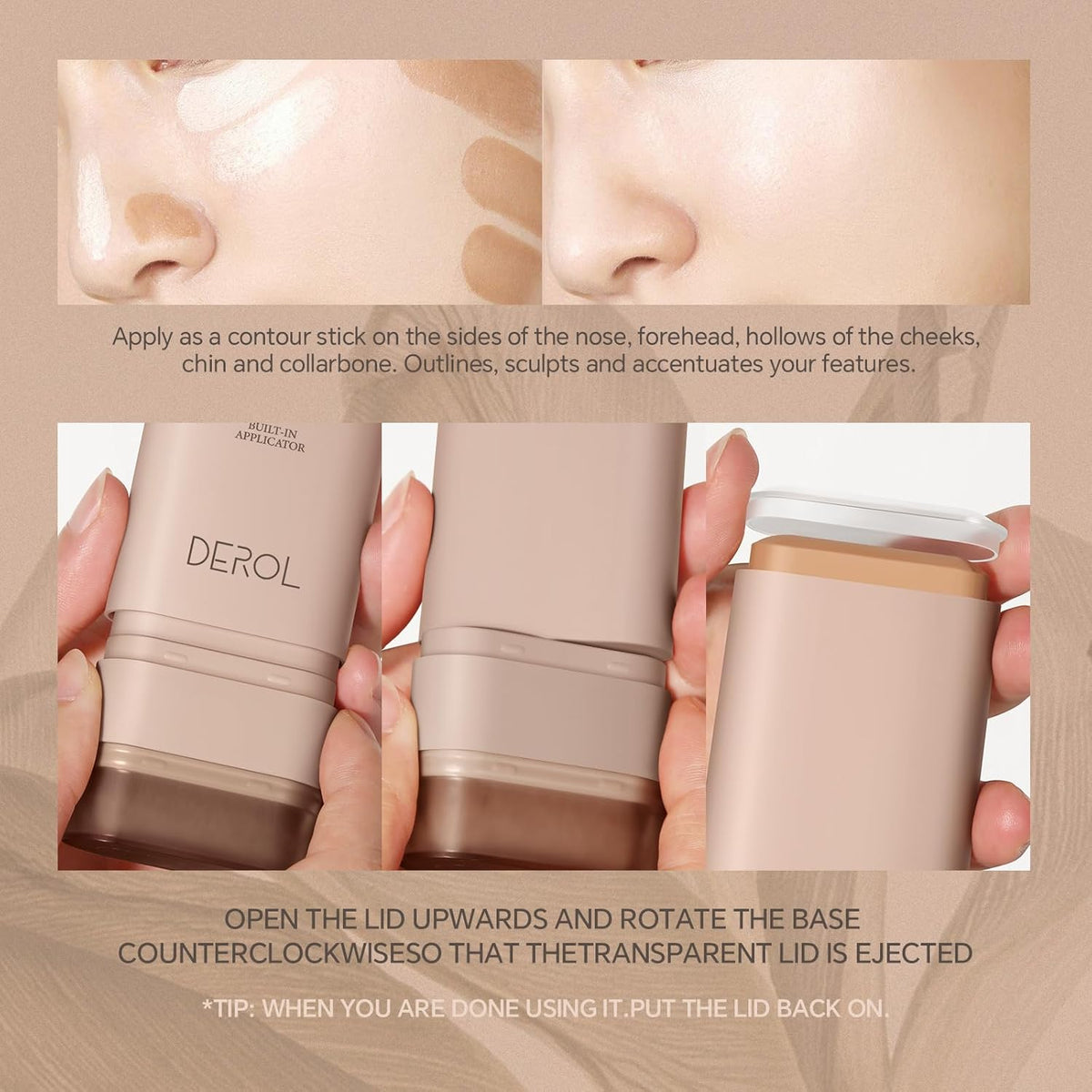 Multi-Use Foundation Stick Makeup with Brush,High Coverage Blendable Lightweight Contour Stick,Waterproof Flawless Natural Finish Creamy Foundation Makeup,Longwear Face Makeup Stick(#1)