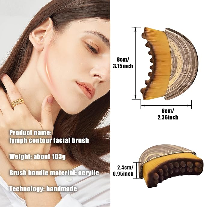 Lymphatic Contour Face Brush & Gua Sha Tool, Super Soft Facial Drainage Massager for Puffiness, Jawline Sculpting & Skin Tightening, Ergonomic Portable Beauty Tool for Sensitive Skin Daily Care