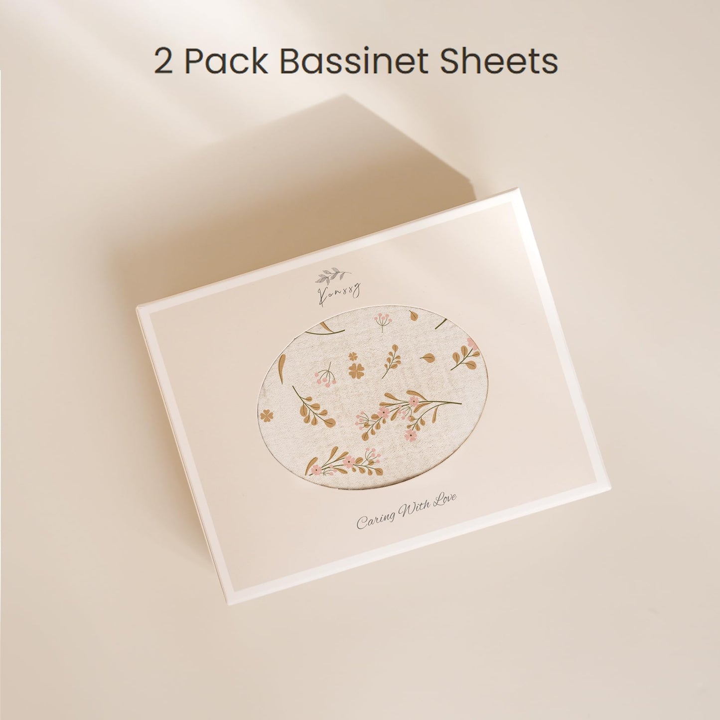 Konssy Muslin Bassinet Sheets for Baby Girl Boy, 2 Pack Soft Breathable Baby Bassinet Mattress Sheets Fit for Hourglass Oval Cradle, Moses Basket Rectangle Mattress (Floral, Pink)