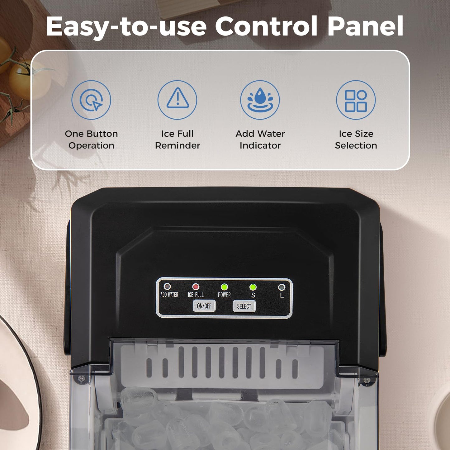COSTWAY Countertop Ice Maker with Self-Cleaning, 9 Ice Cubes Ready in 6-13 Mins, 26.5Lbs/24H, 2 Sizes of Bullet Ice, Portable Ice Machine with Handle, Ice Scoop and Basket for Home Office (Silver)