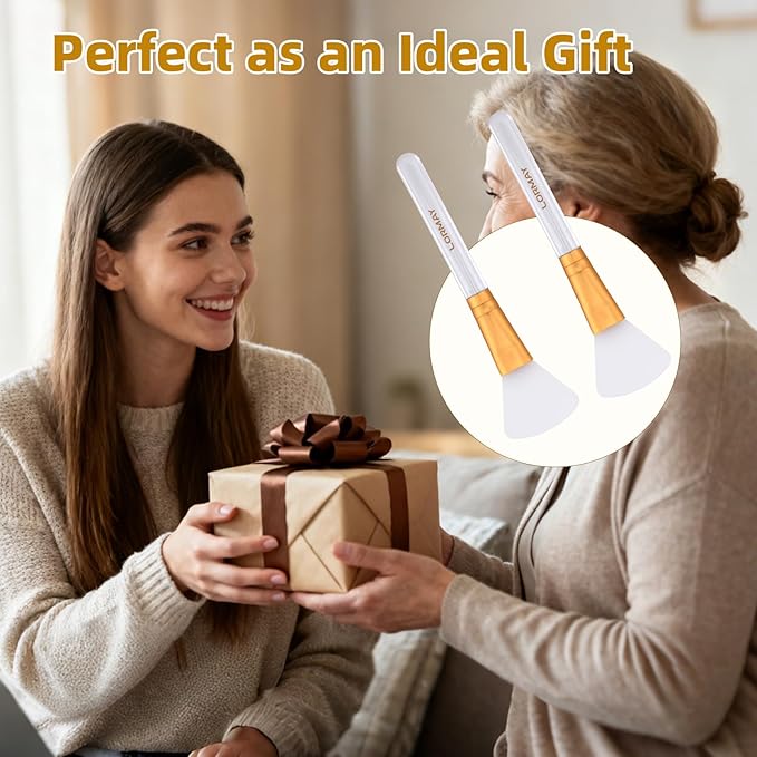 LORMAY Jelly Brush | 2 Pcs Silicone Face Mask Brushes | Mask Application Tool for Even Coverage | Skincare Enhancer | Durable Silicone | Easy to Clean | All Skin Types (Fan-shaped Head)