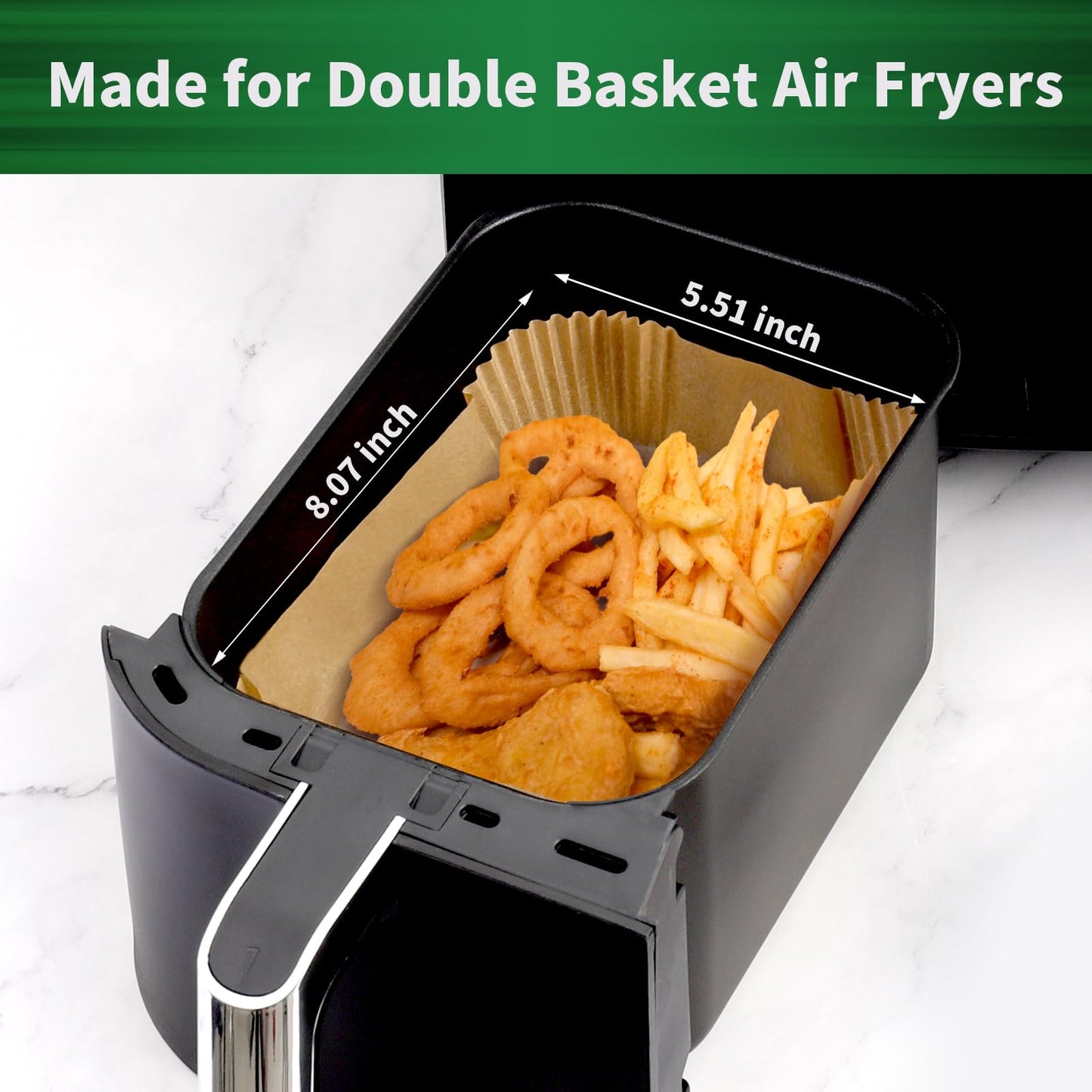 SIUDANGKA Air Fryer Liners Disposable, 200 pcs Rectangle Air Fryer Parchment Paper Sheets Air Fryer Accessories for Ninja SL401 DoubleStack XL 2-Basket Air Fryer