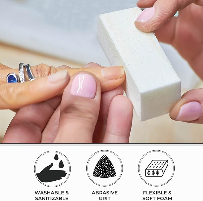 ForPro Professional Collection Buffing Block, Super White, 180/240 Grit, Four-Sided Manicure and Pedicure Nail Buffer, 3.75" L x 1" W x 1" H, 20-Count