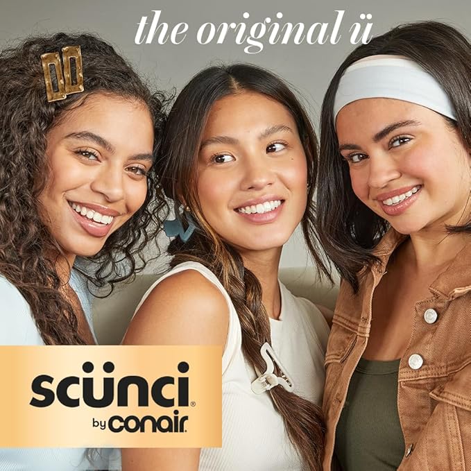 CONAIR Scunci Effortless Beauty Skinny headband -plastic Headbands for Women and Men - hair accessories for women - gifts for her - Assorted Colors - 4 Count
